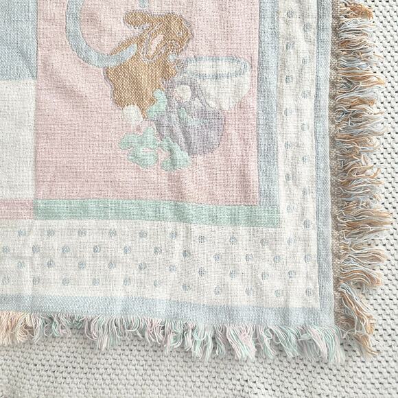 Quiltex Vintage USA Woven Fringe ABC Beatrix Potter Baby Blanket Throw Comforter - Picture 5 of 12